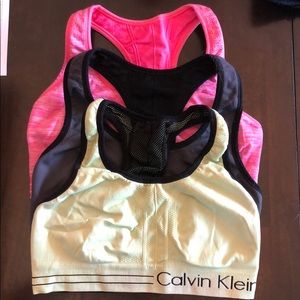 Three Calvin Klein Performance Sports Bras
